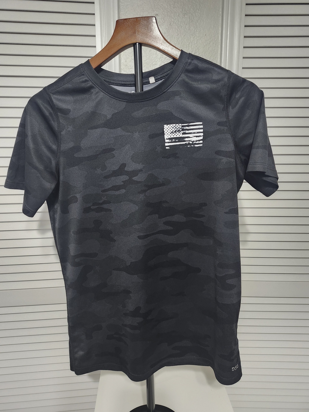 DSG Black Camo Short-Sleeve Tee with Small Flag Graphic